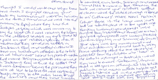 letter from Faye Eggeling